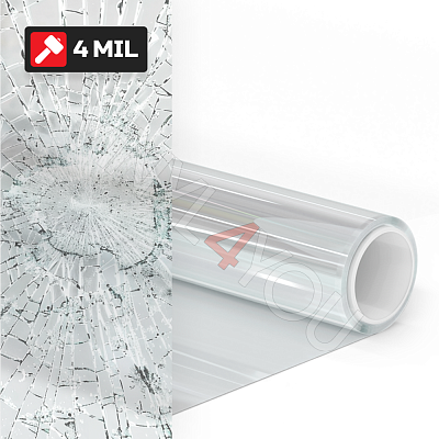 Прозрачная противоударная защитная пленка на окна 4Mil